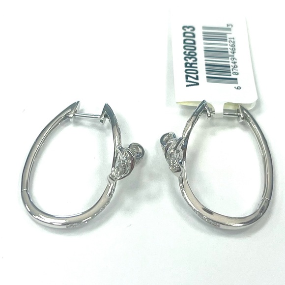 EFFY 14k White Gold Diamond Bow Tie Earrings (new with tags) - Picture 2 of 6